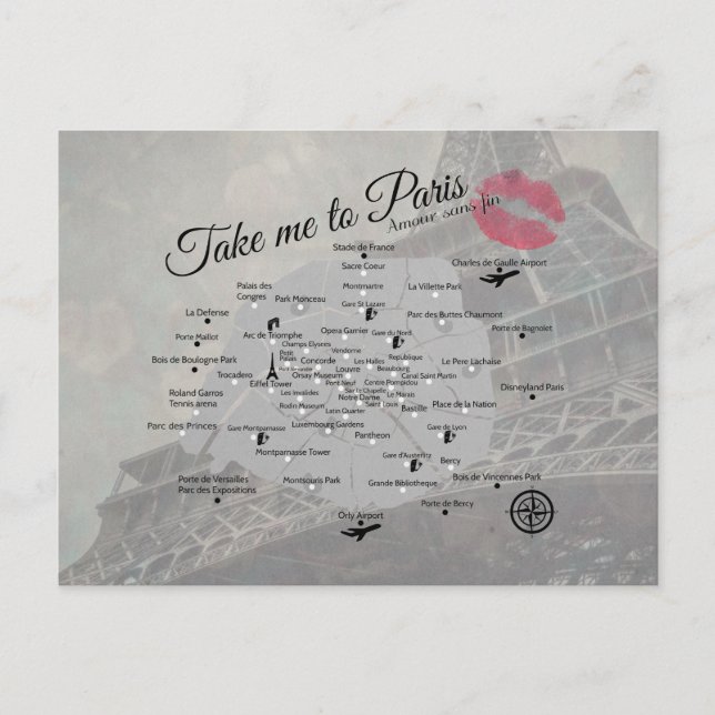 Paris map postcard (Front)