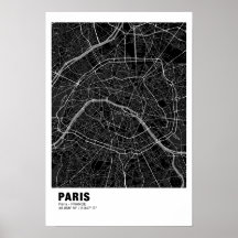 Paris Map Poster - France Black Map