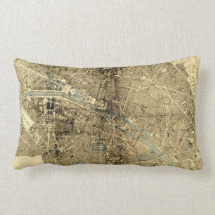 Paris Map Vintage Lumbar Cushion