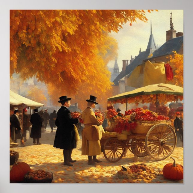 Paris marketplace in autumn poster (Front)