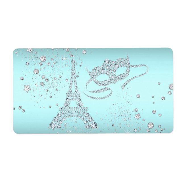 Paris Masquerade Party Water Bottle Labels (Front)