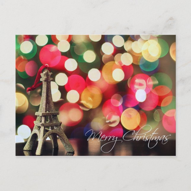 Paris merry christmas and happy new year holiday postcard (Front)