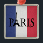 Paris Metal Tree Decoration<br><div class="desc">Paris text design illustration with Eiffel Tower decoration on grunge French flag background</div>