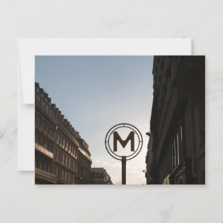 Paris Métro Sign During Sunset Postcard