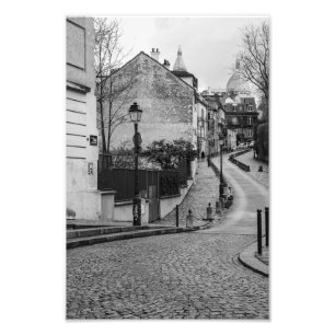 Paris Montmartre Cobble Street Photo Print
