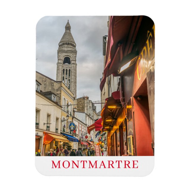 Paris Montmartre in the evening fridge magnet (Vertical)