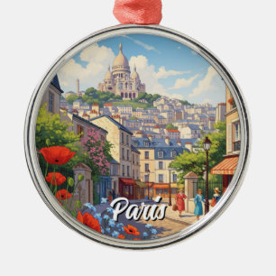 Paris Montmartre Postcard Metal Tree Decoration