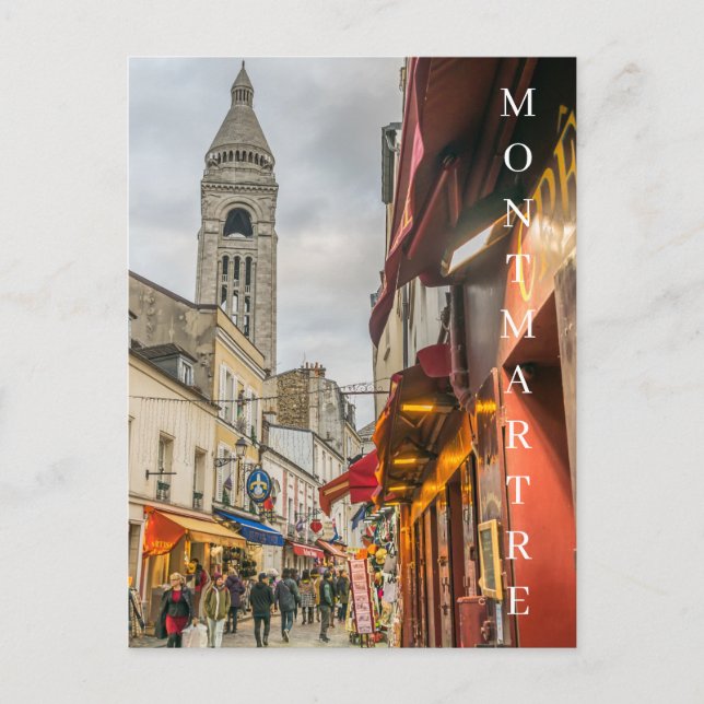 Paris Montmartre street view postcard (Front)