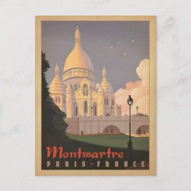 Paris Montmartre Vintage Postcard (Front)