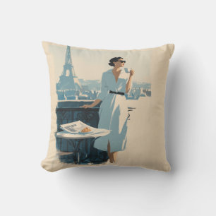 Paris Morning Coffee Elegance Cushion