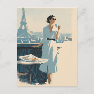 Paris Morning Coffee Elegance Postcard