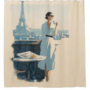 Paris Morning Coffee Elegance Shower Curtain