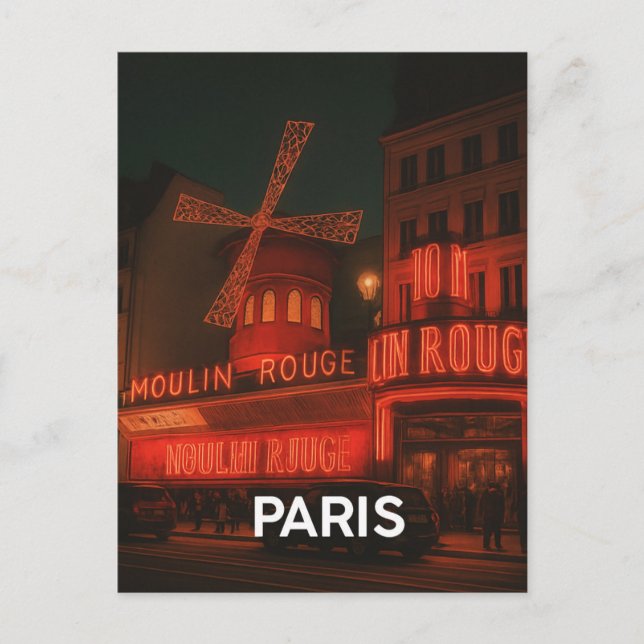 Paris Moulin Rouge Postcard (Front)