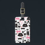 Paris moustache cat art travel tag luggage tag<br><div class="desc">Cuteparis moustache pipe and cat pattern travel tag. Cute retro illustration pattern tags for girls or kids. Cute christmas or holiday gift for your travel suitcase. Check out other designs in my designalicious store!</div>