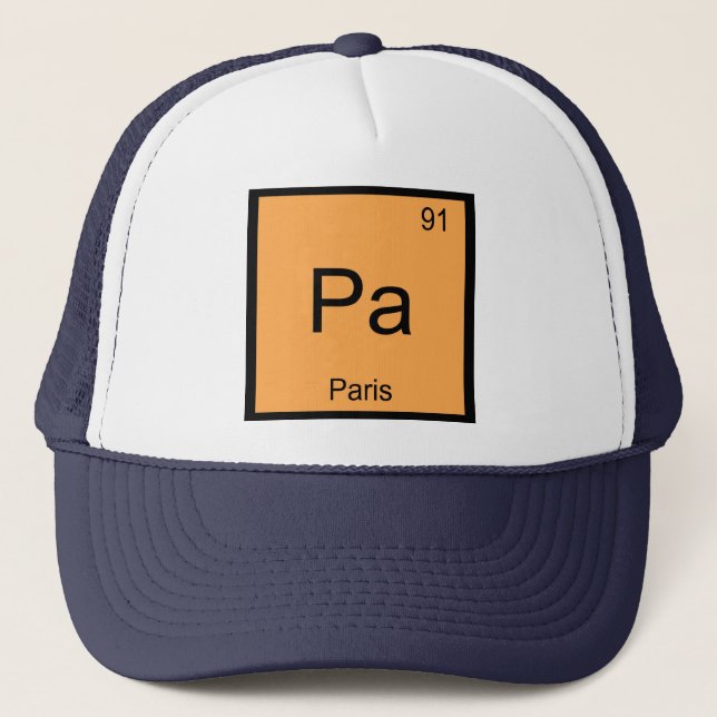 Paris Name Chemistry Element Periodic Table Trucker Hat (Front)