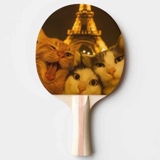 Paris Night Cat Selfie Squad Lover                 Ping Pong Paddle (Front)