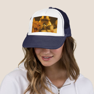 Paris Night Cat Selfie Squad Lover Trucker Hat