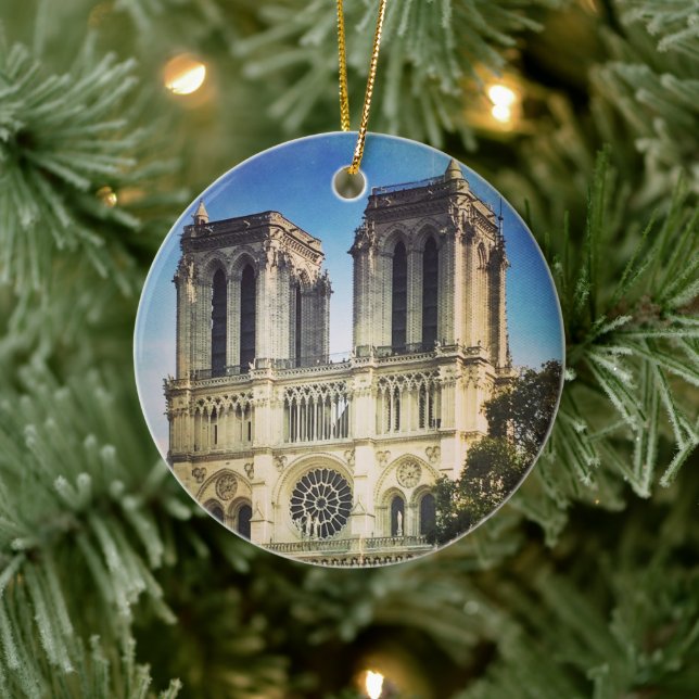 Paris, Notre Dame Cathedral Personalised Ceramic Tree Decoration (Tree)