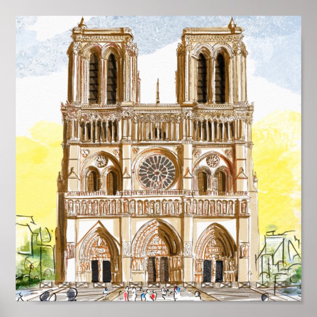  Paris Notre Dame Cathedral Poster (Front)