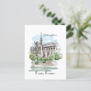 Paris Notre Dame Sketch Design  Postcard