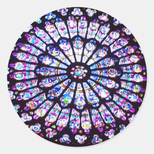 Paris Notre Dame stained glass - The Rose Window Classic Round Sticker (Front)