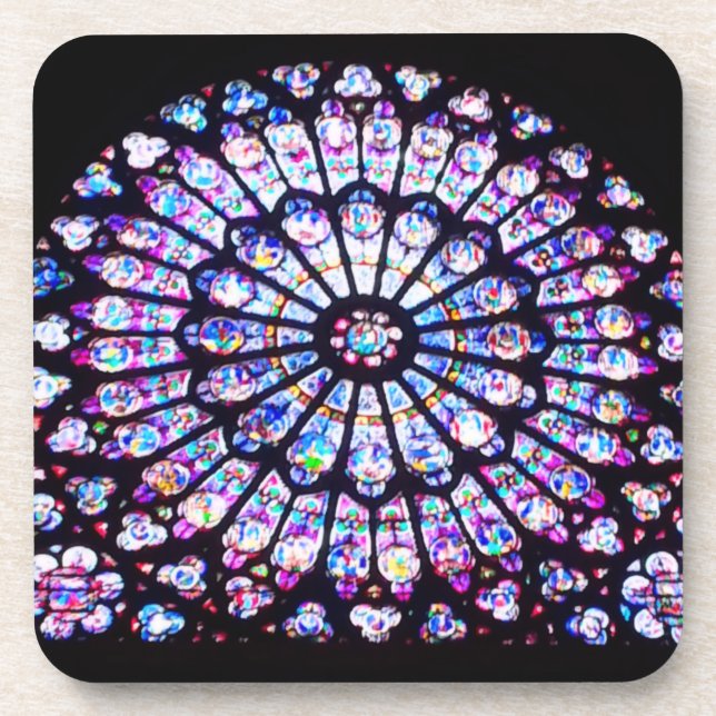 Paris Notre Dame stained glass - The Rose Window Coaster (Front)