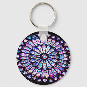 Paris Notre Dame stained glass - The Rose Window Key Ring
