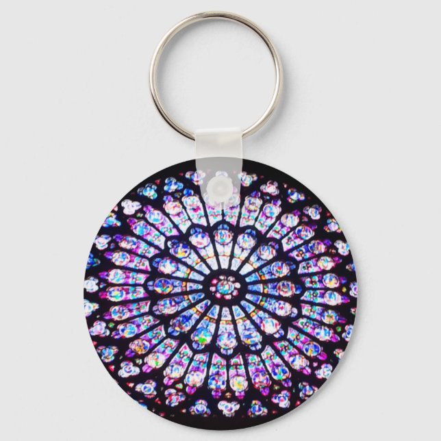 Paris Notre Dame stained glass - The Rose Window Key Ring (Front)