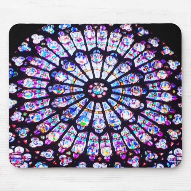 Paris Notre Dame stained glass - The Rose Window Mouse Mat (Front)