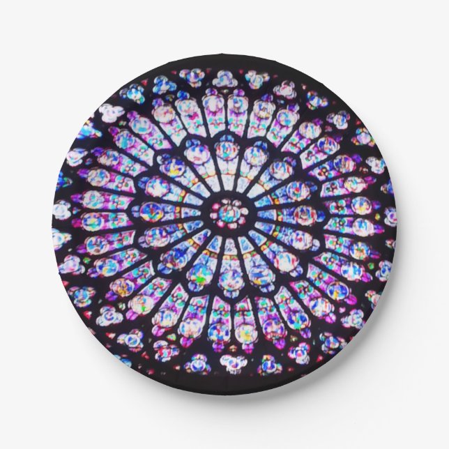 Paris Notre Dame stained glass - The Rose Window Paper Plate (Front)