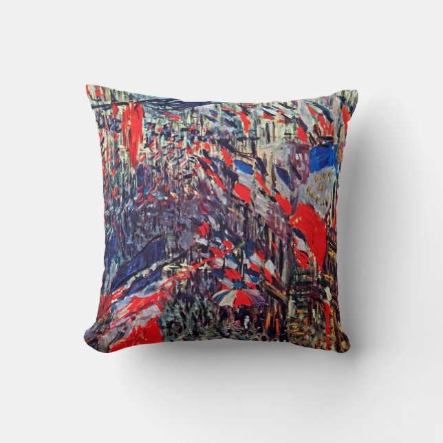 Paris on National Day, Claude Monet Cushion (Front)