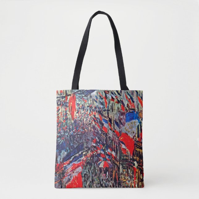 Paris on National Day, Claude Monet Tote Bag (Front)