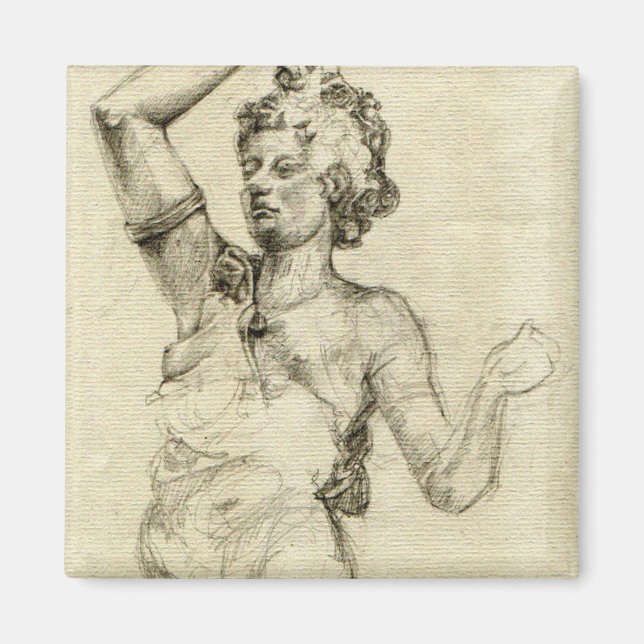 Paris Opera Sculpture Sketch Magnet - 2" x 2" (Front)