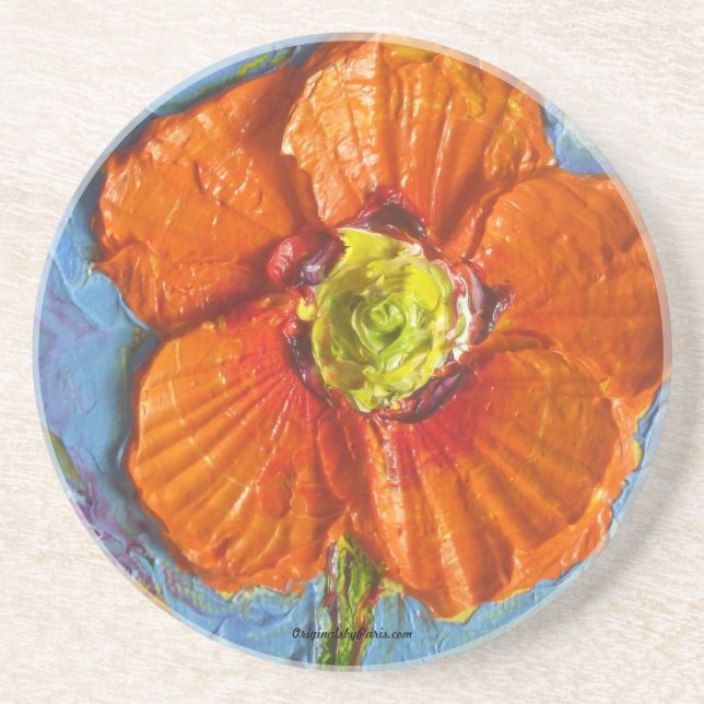Paris' Orange Poppy Coaster (Front)