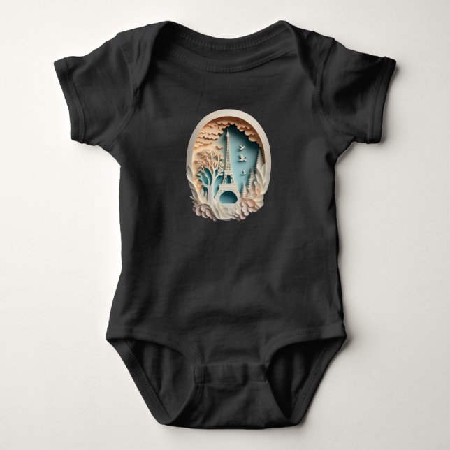 Paris Papercut Style  Baby Bodysuit (Front)