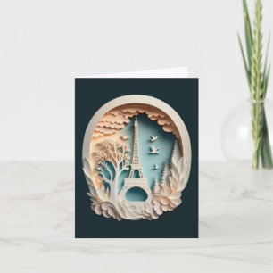 Paris Papercut Style Folded Greeting Card