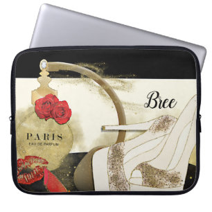 Paris Parfum Perfume Roses Heels & Lipstick Laptop Sleeve