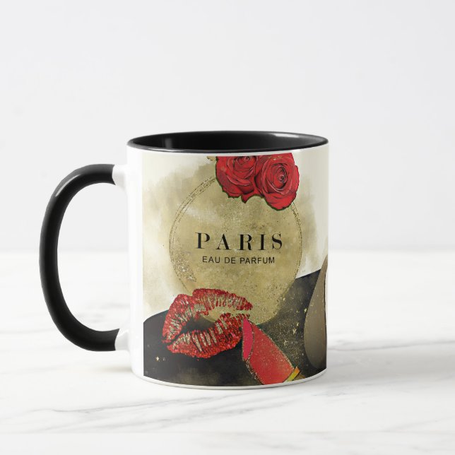 Paris Parfum Perfume Roses Heels & Lipstick Mug (Left)