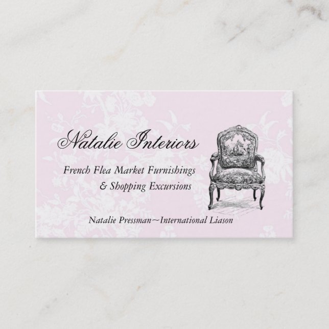Paris Paris Elegant French Flea Market Chair Business Card (Front)
