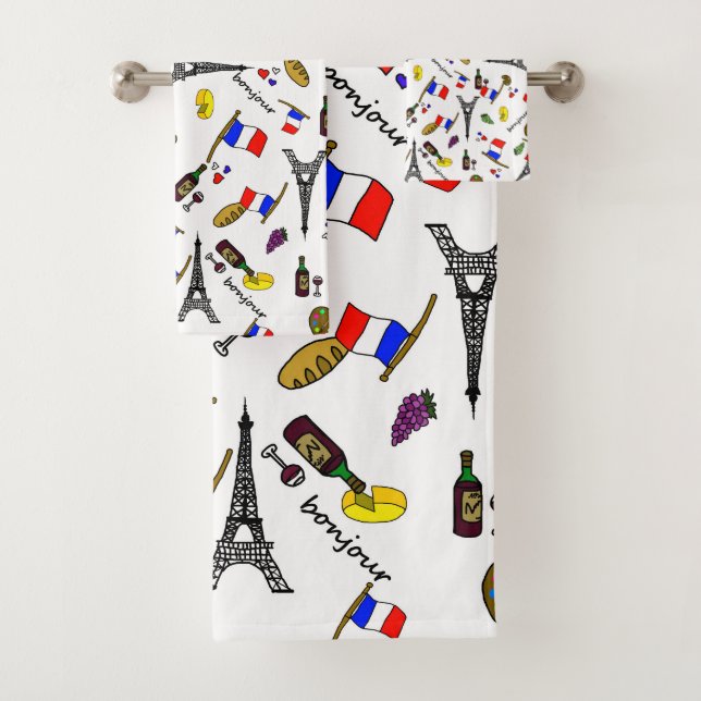 Paris Pattern French Bathroom Towel Set (Insitu)