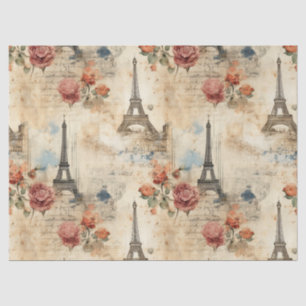 Paris Pattern Vintage Watercolor French Floral Tissue Paper