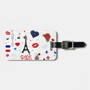 Paris pattern with Eiffel Tower Luggage Tag