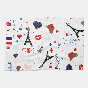 Paris pattern with Eiffel Tower Tea Towel