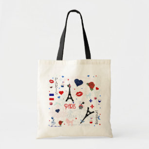 Paris pattern with Eiffel Tower Tote Bag
