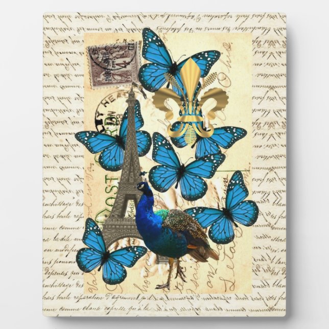 Paris, peacock and butterflies plaque (Front)