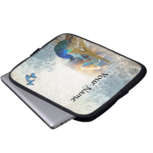 Paris peacock collage laptop sleeve