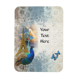 Paris peacock collage magnet