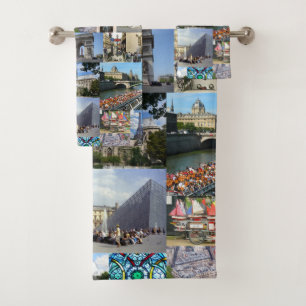 Paris Photo Collage Bath Towel Set