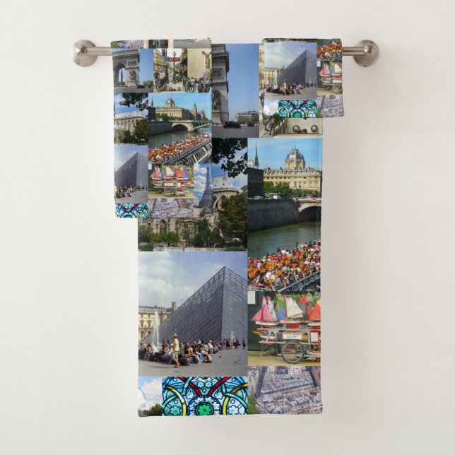 Paris Photo Collage Bath Towel Set (Insitu)