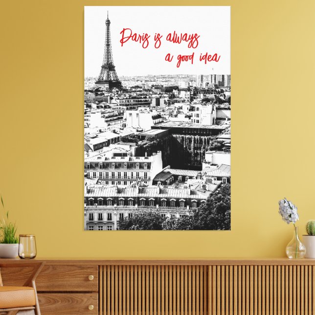 Paris Photo Decor in Black and White with Quote (Insitu(LivingRoom))